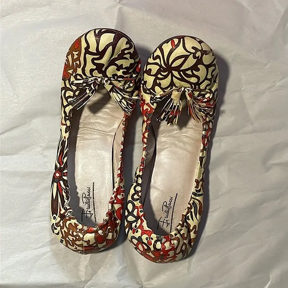 Emilio Pucci Leather Ballet Flats Classic Print - Picture 7 of 15